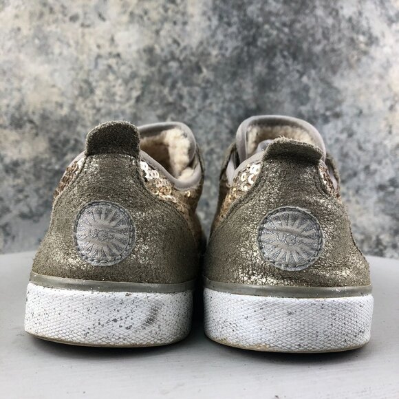 UGG Women's Size 8 Laela Sparkles Gold Closed Toe Slip On Low Top Shoes Sneakers - Picture 7 of 15